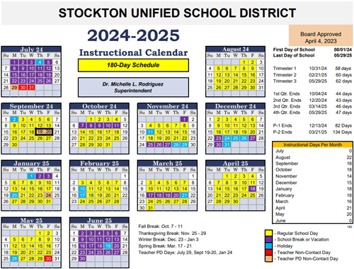 Instruction Calendar